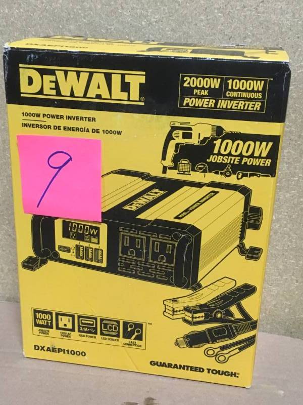 lot 9 image: DEWALT 1000-Watt Power Inverter in like new condition