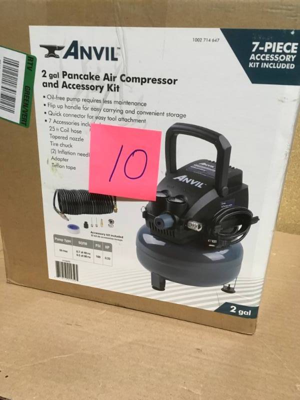 lot 10 image: ANVIL 2G Pancake Air Compressor in like new condition