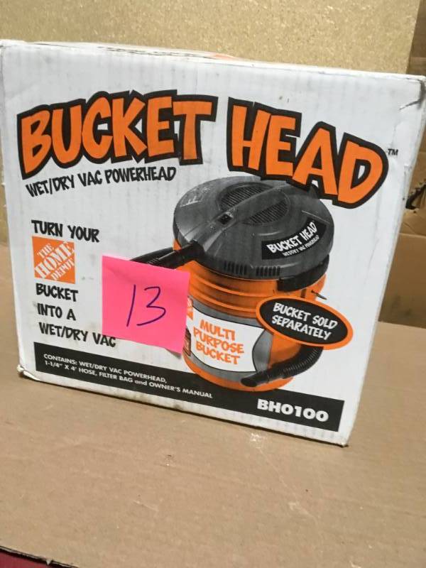 lot 13 image: Bucket Head 5 Gal. 1.75-Peak HP Wet Dry Vac USED in working condition