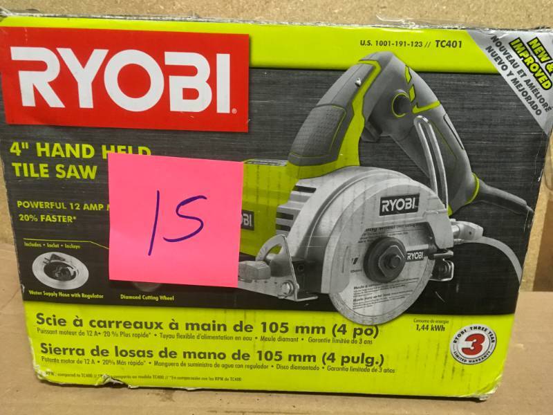 lot 15 image: Ryobi 4 in. Tile Saw in like new condition