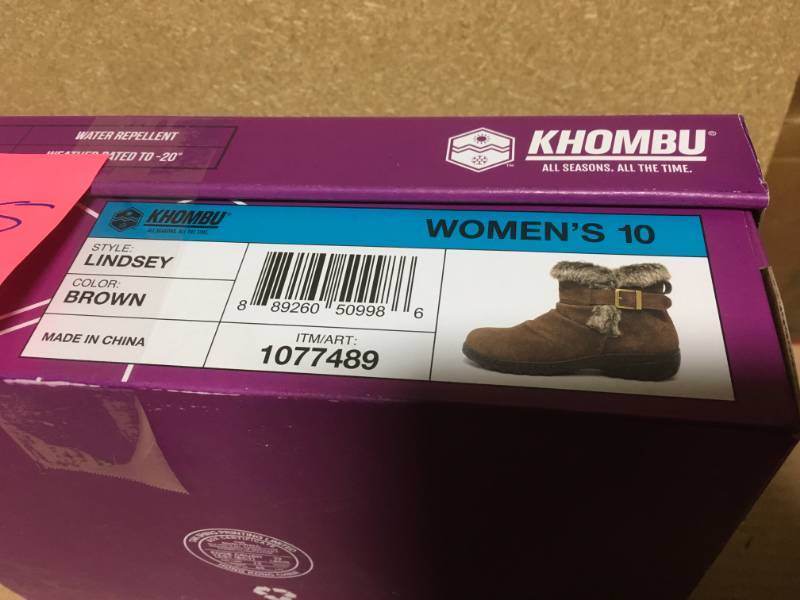 lot 55 image: Khombu Womens Lindsey Memory Foam Boots Brown Size 10 not used
