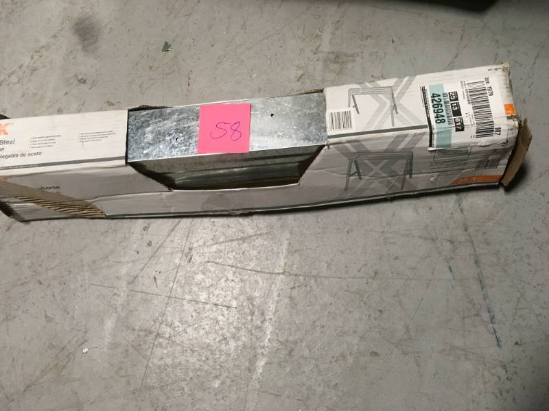 lot 58 image: HDX 1-Compartment Folding Steel Sawhorse in like new condition