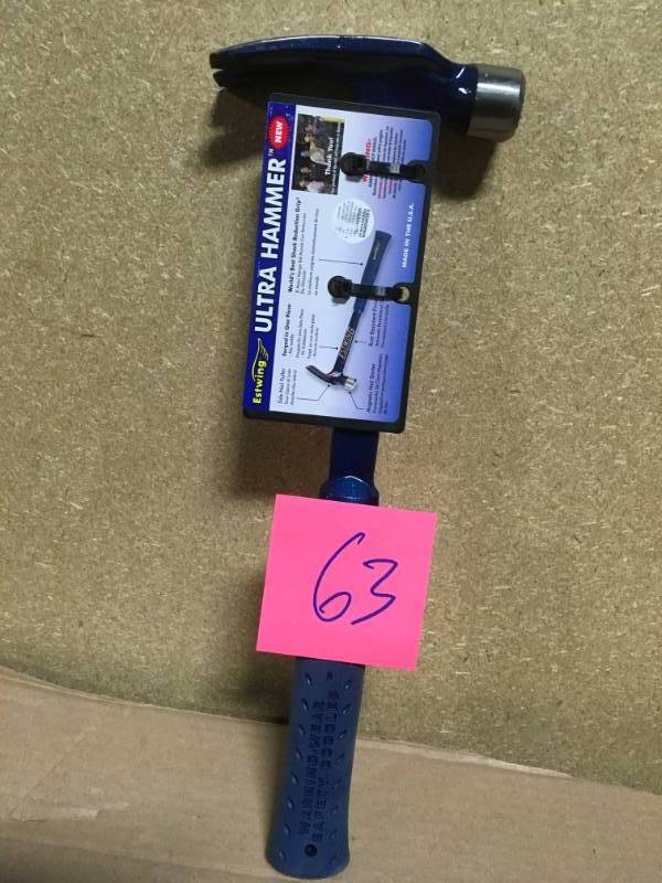 lot 63 image: Estwing 15 oz. Ultra Hammer in like new condition