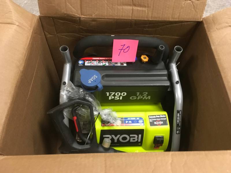 lot 70 image: RYOBI 1,700 PSI 1.2 GPM Electric Pressure Washer USED in working condition