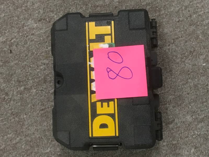 lot 80 image: DEWALT 100 ft. Red Self-Leveling 3-Spot Laser Level with (2) AA Batteries & Case in like new condition