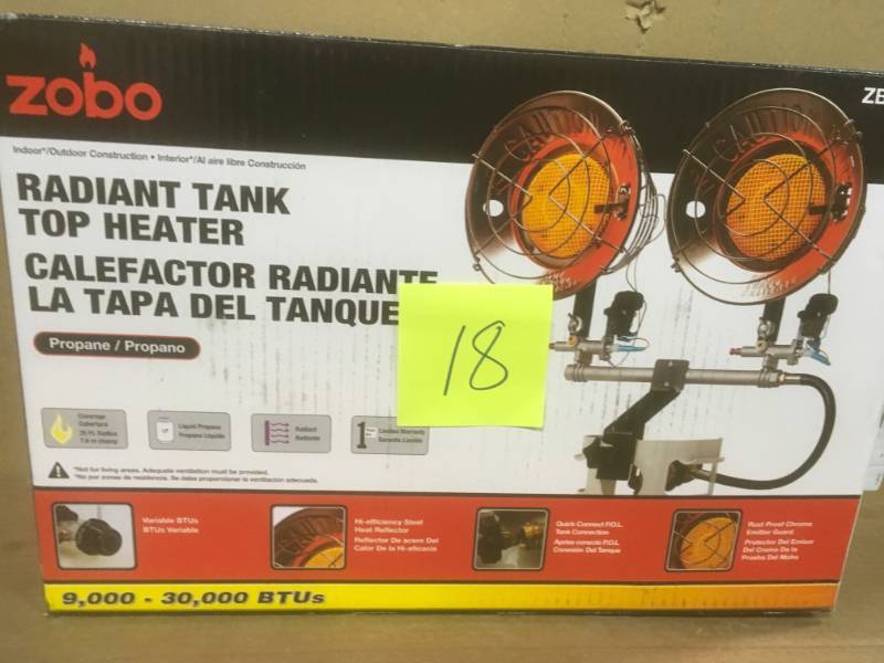 lot 18 image: ZOBO 30,000 BTU Propane Tank Top Heater in good condition