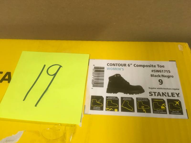 lot 19 image: Stanley Contour Womens Size 9 Black Leather Composite Toe Waterproof 6 in. Work Boot not used