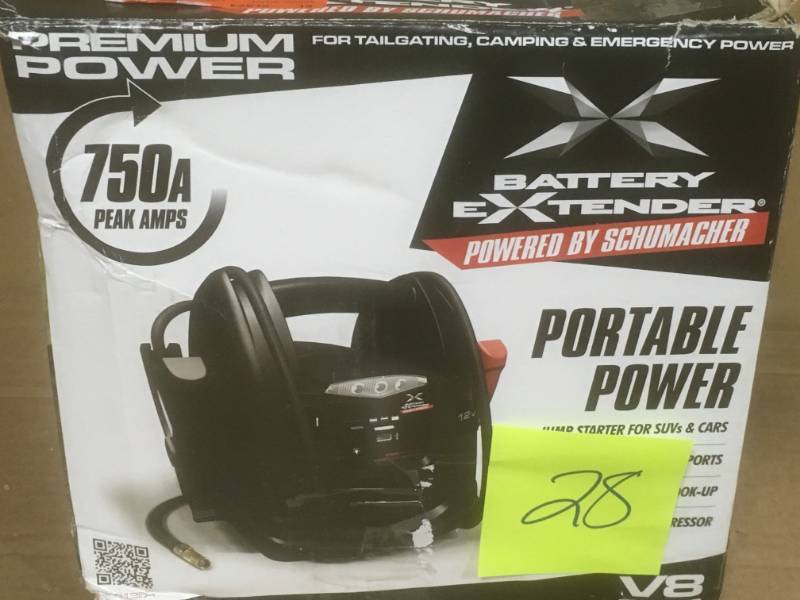 lot 28 image: Schumacher Battery Extender 12-Volt, 750 Amp Battery Jump Starter USED in good condition