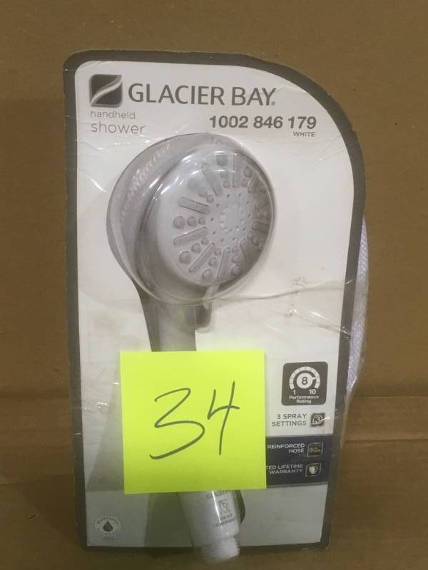 lot 34 image: Glacier Bay 3-Spray Hand Shower in White  in like new condition
