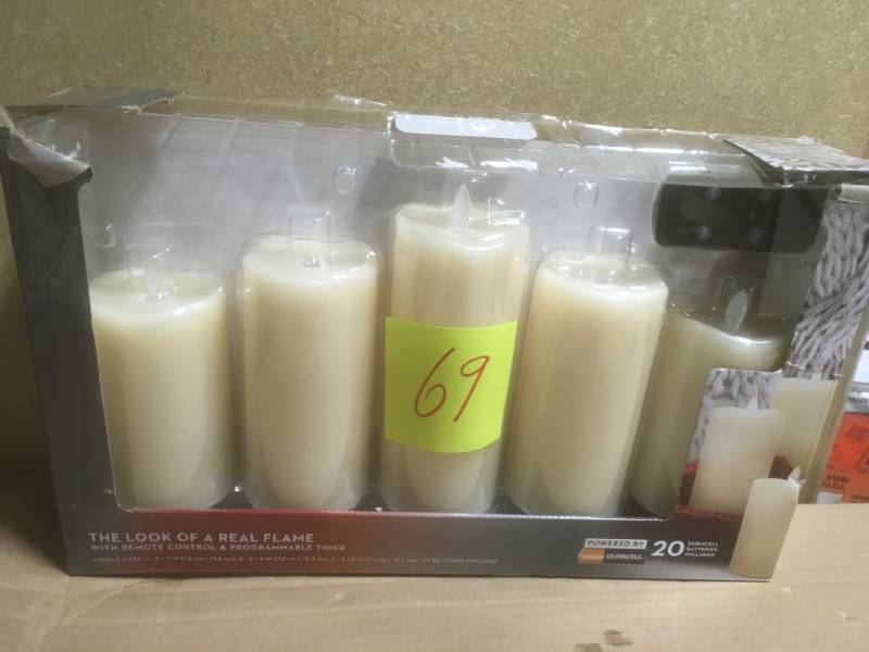 lot 69 image: Mirage Led Wax Candles 5-pack W Remote Control & Batteries  in like new condition