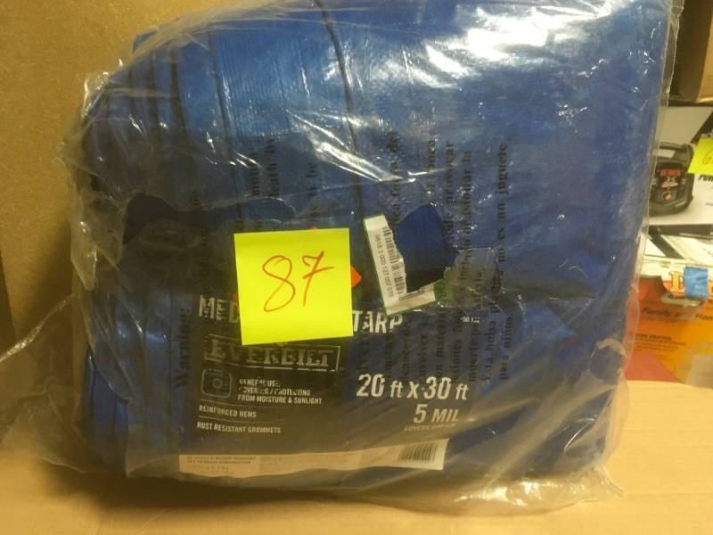 lot 87 image: Everbilt 20 ft. x 30 ft. Blue Medium Duty General Purpose Tarp not used