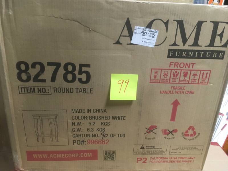 lot 99 image: ACME Furniture Aberta Antique White Storage Side Table not used