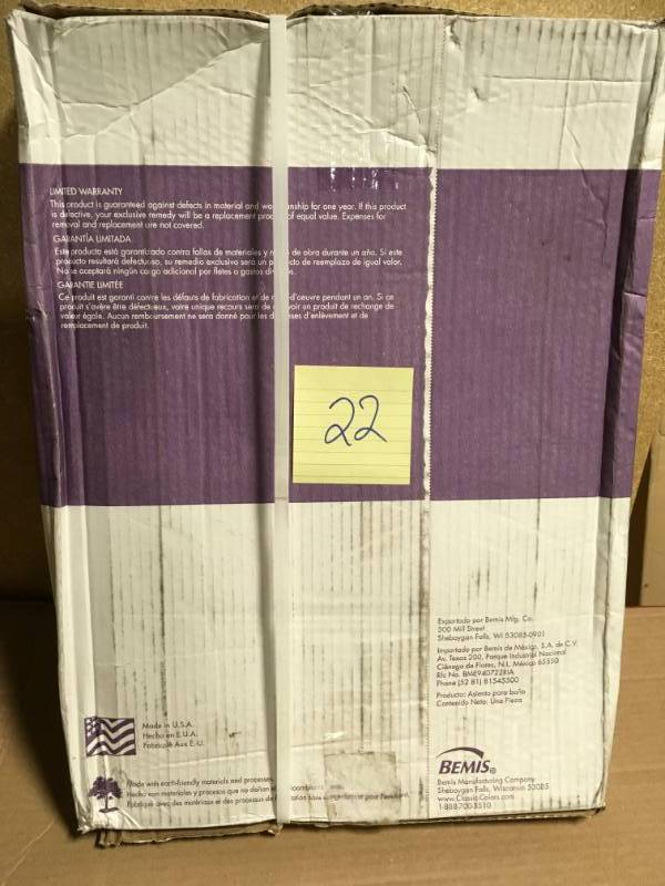 lot 22 image: BEMIS Slow Close STA-TITE Elongated Closed Front Toilet Seat in Warm White  in like new condition