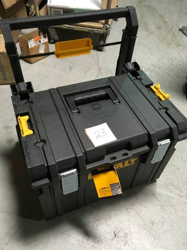 lot 23 image: DEWALT ToughSystem DS450 22 in. 17 Gal. Mobile Tool Box  in like new condition
