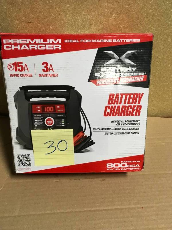 lot 30 image: Schumacher Battery Extender 6-Volt or 12-Volt, 15 Amp Battery ChargerMaintainer  in like new condition