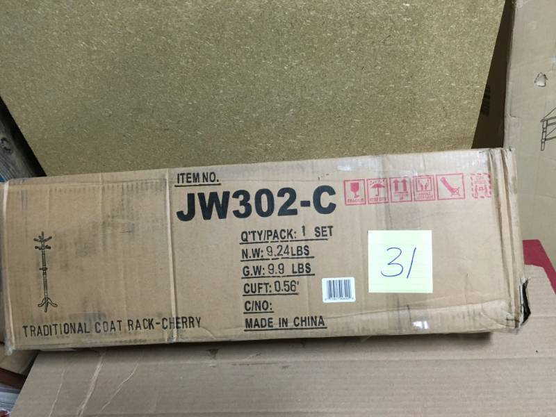 lot 31 image: MegaHome Cherry 12-Hook Coat Rack not used