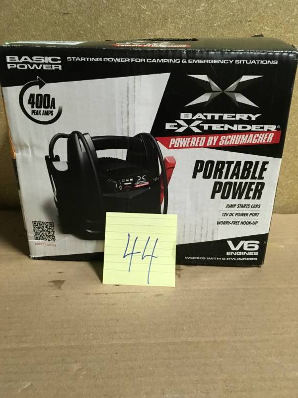 lot 44 image: Schumacher BE01253 Battery Extender 12-Volt, 400 Amp Battery Jump Starter in working condition