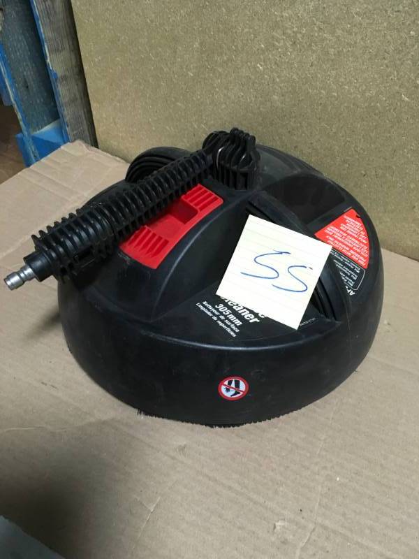 lot 55 image: 12 in. 2000 PSI 1.4 GPM Quick Connect Surface Cleaner for Electric Pressure Washers  in like new condition