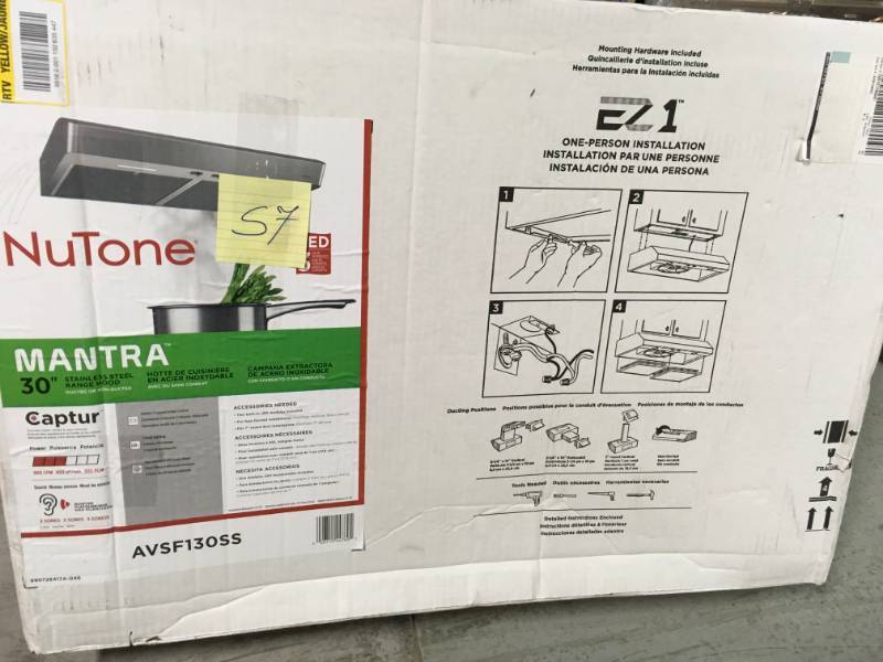 lot 57 image: NuTone Mantra 30 in. Convertible Under Cabinet Range Hood with Light in Stainless Steel  in like new condition