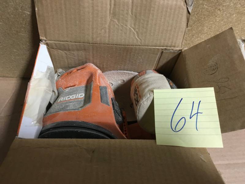 lot 64 image: RIDGID 18-Volt Cordless 5 in. Random Orbit Sander (Tool Only) USED in working condition