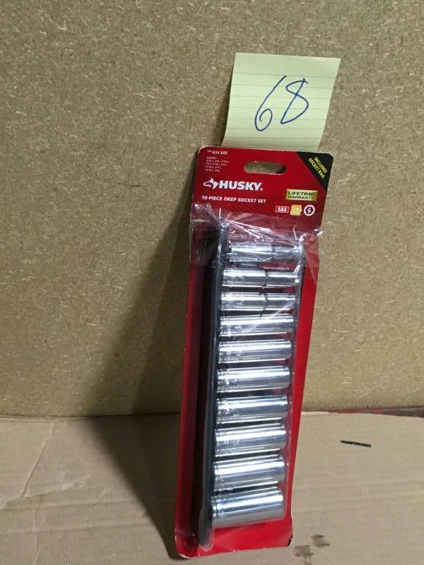 lot 68 image: Husky 38 in. Drive Deep SAE Socket Set (10-Piece)  in like new condition
