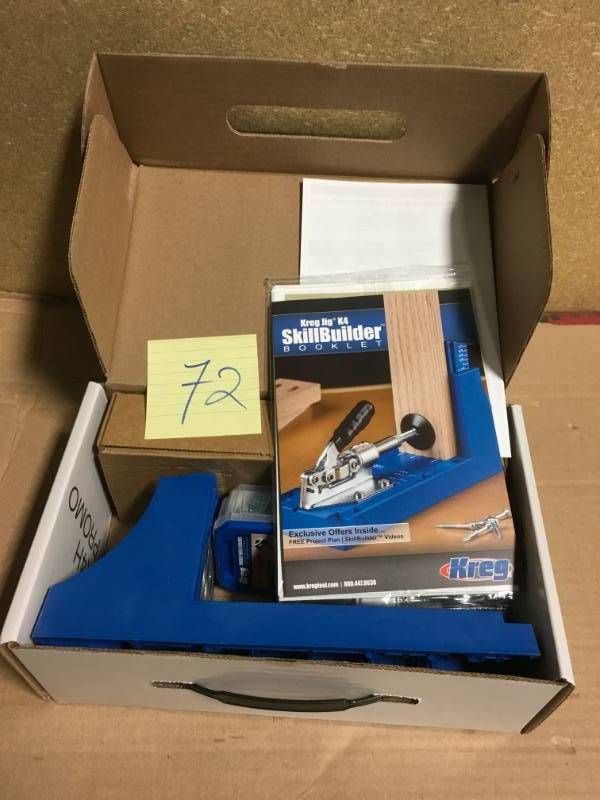 lot 72 image: Kreg Pocket-Hole System with 2 in. Face Clamp, 100 Screws, and Mini Jig in good condition