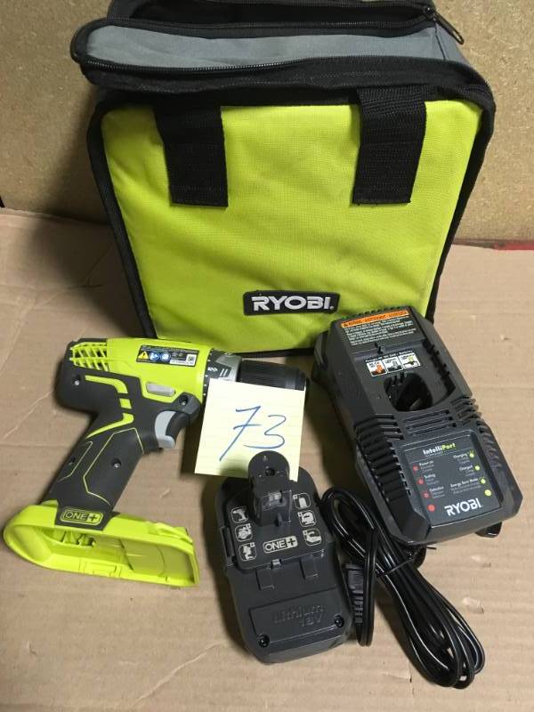 lot 73 image: Ryobi 12 18-Volt DrillDriver P208B  in like new condition