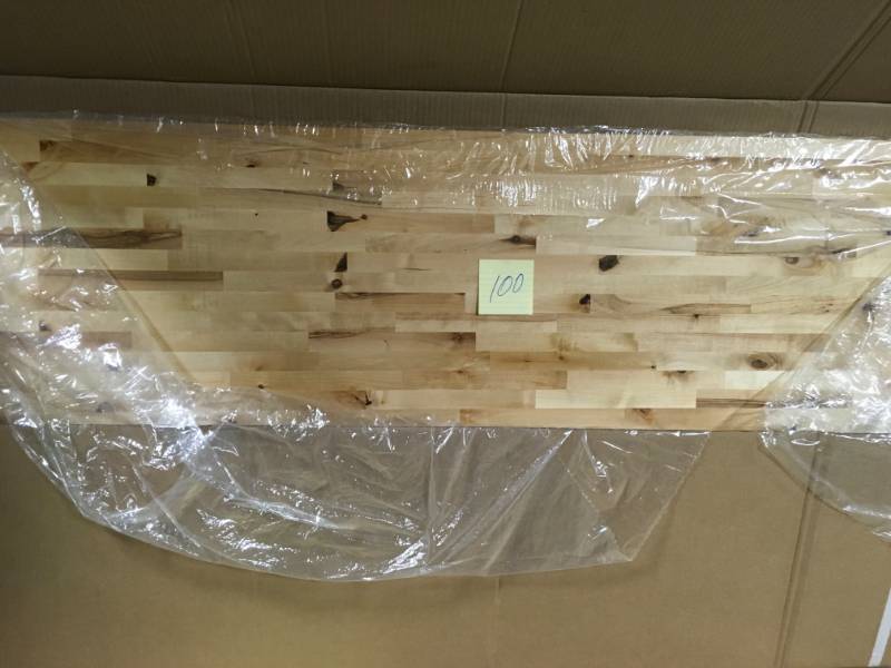 lot 100 image: Edsal 1.75 in. H x 60 in. W x 30 in. D Maple Butcher Block Workbench Top not used