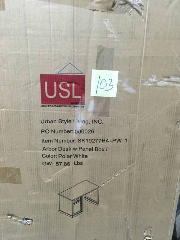 lot 103 image: USL Arbor White Side Panel Desk  in like new condition