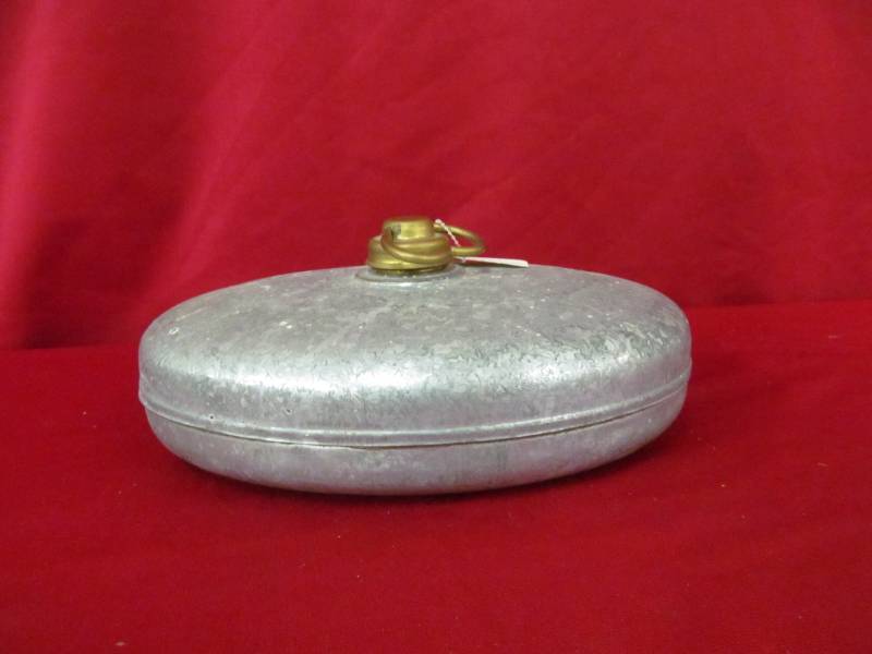 lot 34 image: vintage pewter foot bed warmer