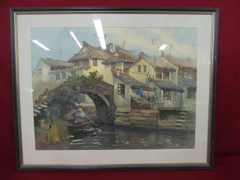 lot 123 image: signed watercolor picture
