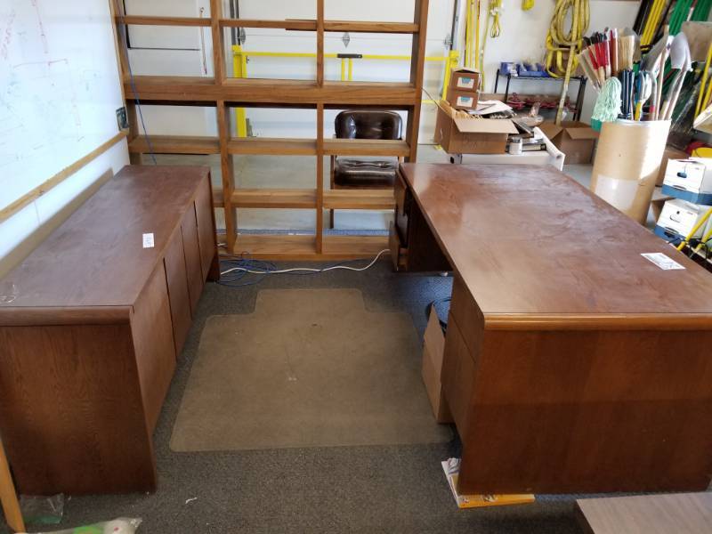 5-Locking Drawer Wood Office Desk, 4-Drawer 2-Door Office Side Desk Cabinet