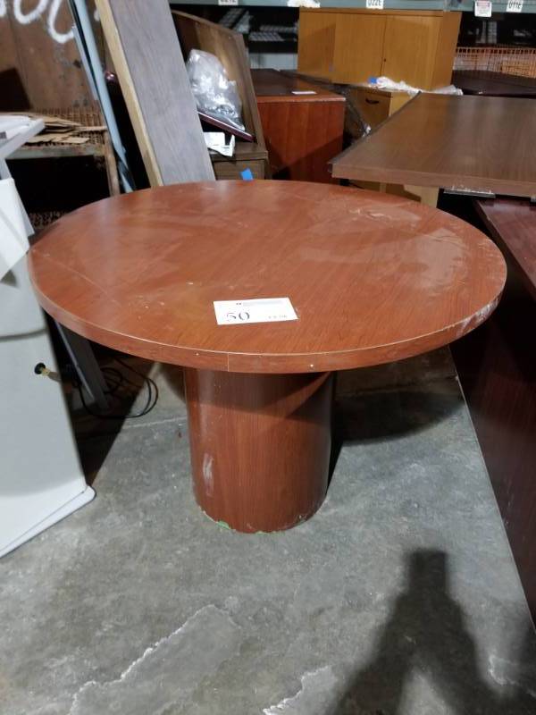 Round Wood Office Pedestal Conference Table