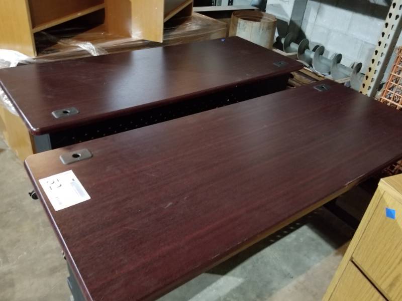 Wood Top Metal Frame Rolling Office Computer Tables