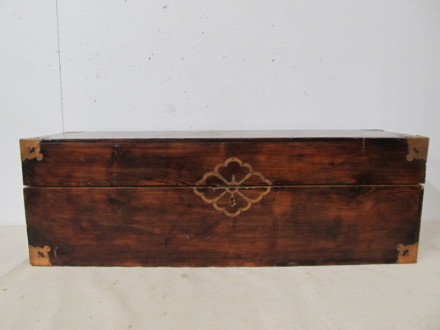 lot 35 image: Vintage Hand Made Wooden Tool Chest wCopper Hardware