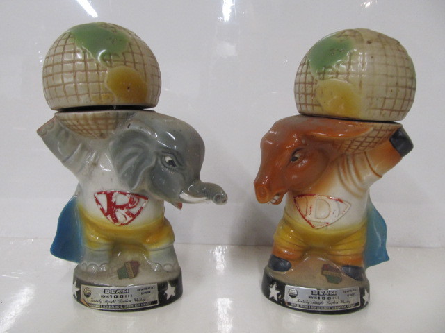 lot 37 image: Matching Pair of Vintage Political Whiskey Decanters