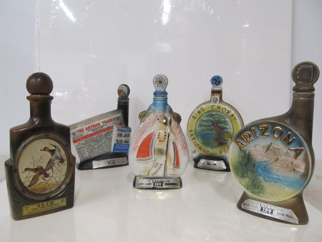lot 40 image: Group of Vintage Figural Whiskey Decanters