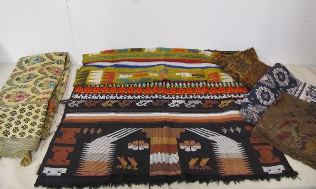 lot 61 image: Lot of Vintage Textiles Wall Hangings Rugs etc
