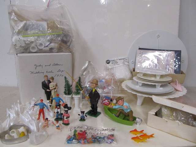 lot 72 image: Large Lot of Vintage Wedding etc Cake Toppers & Decorations