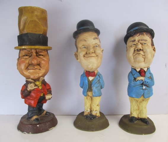 lot 124 image: Large W.C. Fields Laurel & Hardy Chalkware Statues