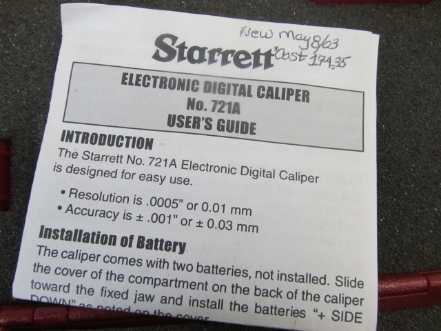 lot 127 image: STARRETT Electronic Digital Caliper - No. 721A
