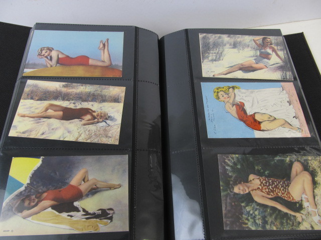 lot 7 image: Album Full of Vintage Pinup Girl etc Postcards & Hollywood Stars Arcade Cards