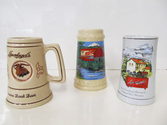 lot 113 image: 3 Vintage LEINENKUGELS Beer Steins