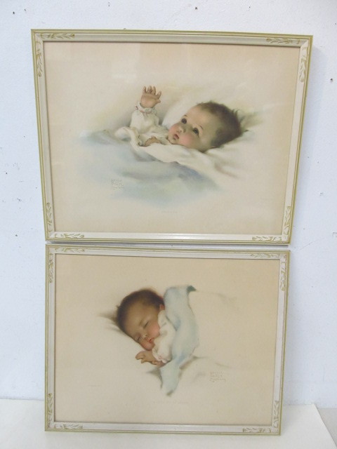 lot 121 image: Pair of Old Original BESSIE PEASE GUTMANN Baby Prints