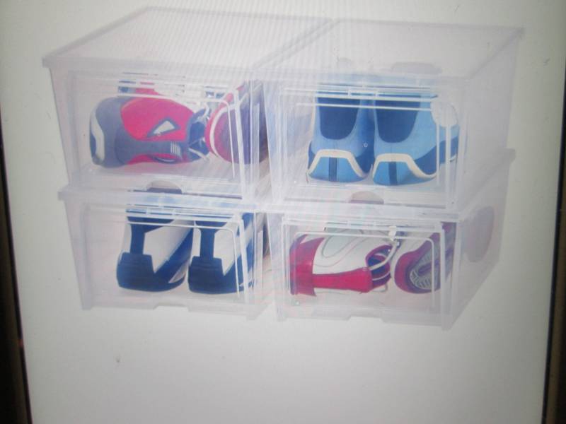 lot 18 image: Box of 4 Easy Access Shoe Organizer...