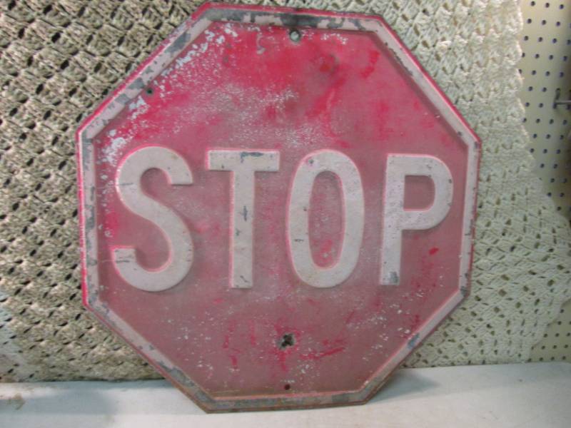 lot 86 image: Vintage Stop Sign 24 x 24  RMDR...