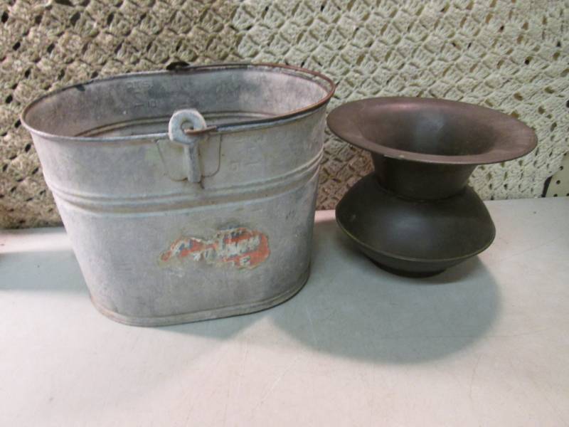 lot 141 image: Vintage Metal Bucket and Spittoon  ...