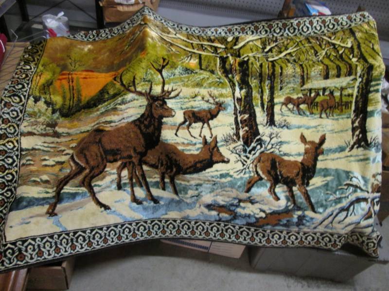 lot 143 image: Vintage Deer Tapestry Approx 6 ft x...