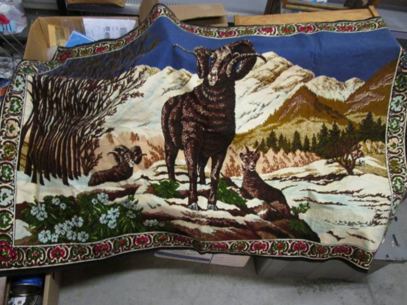 lot 144 image: Vintage Montain Goat Tapestry Appro...