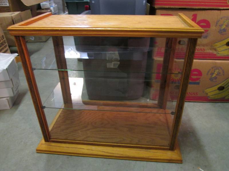 lot 168 image: Wood Display Case with Glass Sides ...